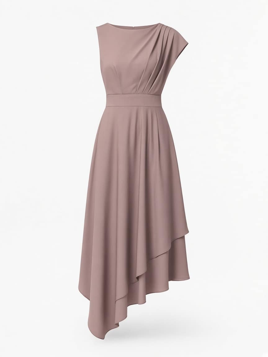 Asymmetric Hem Midi Dress
