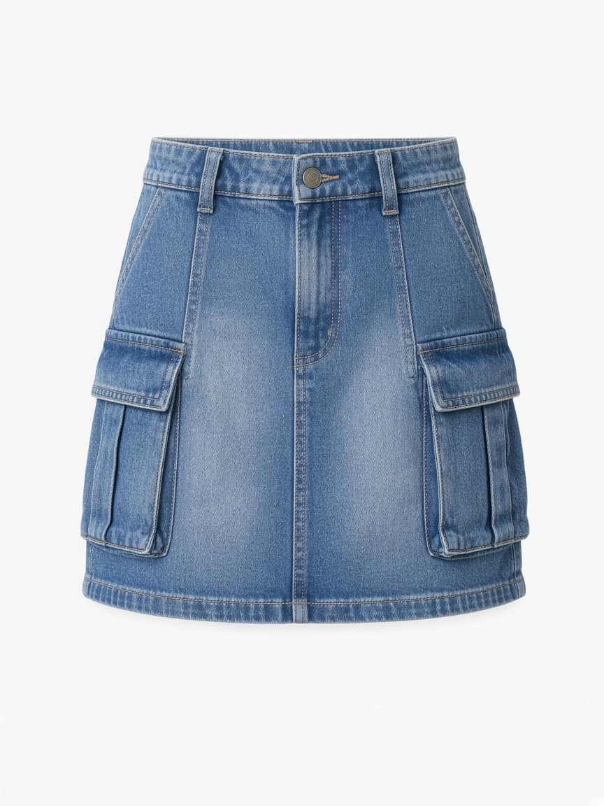 Denim Cargo Mini Skirt