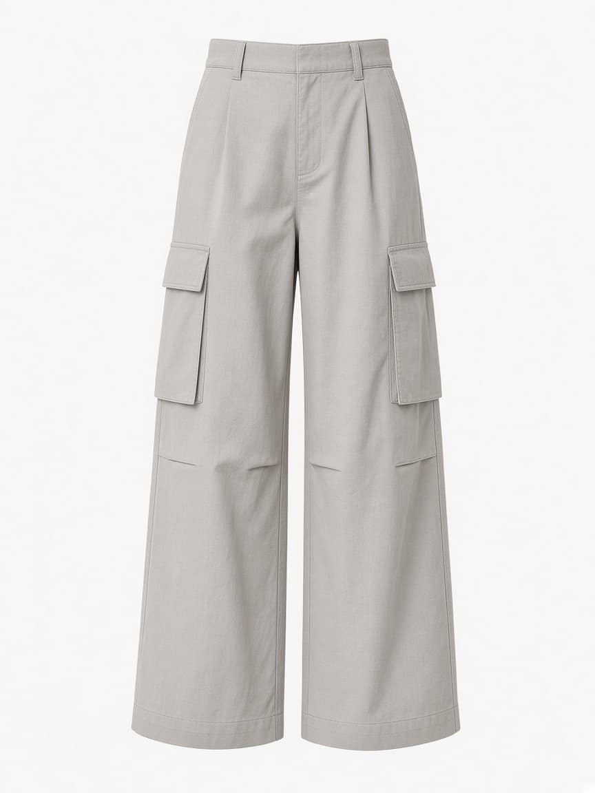 Wide-Leg Cargo Trousers