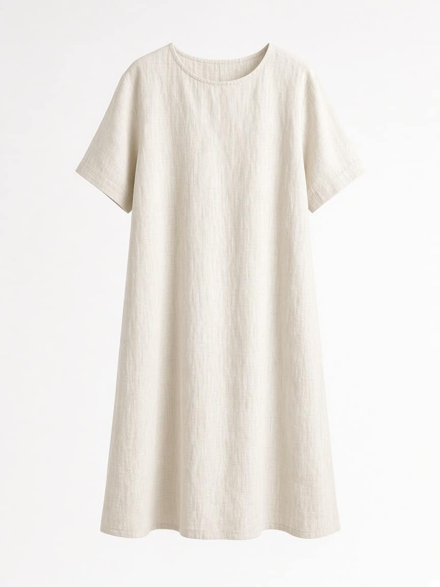 Ivory Linen Shift Dress