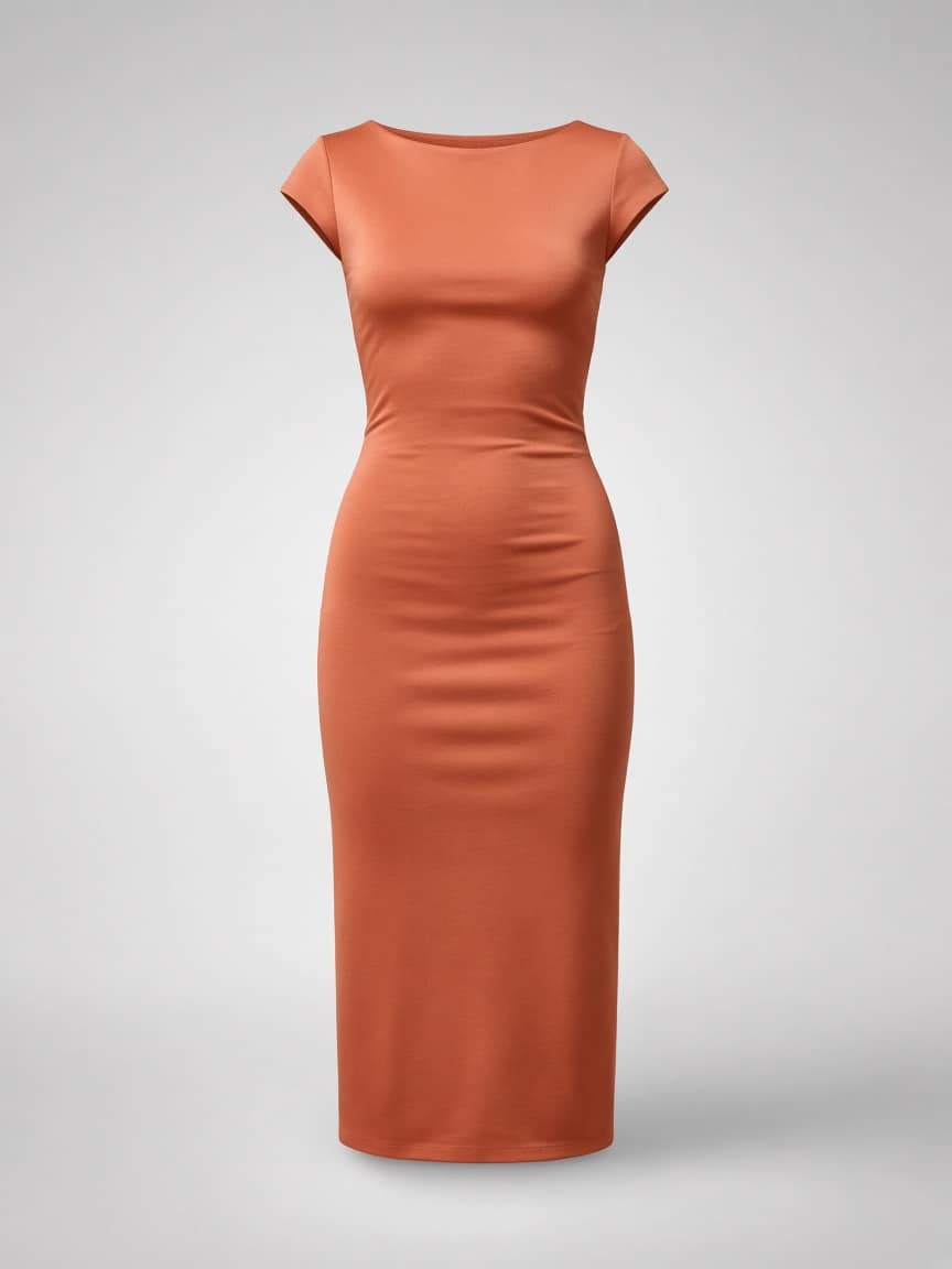 Terracotta Bodycon Midi Dress