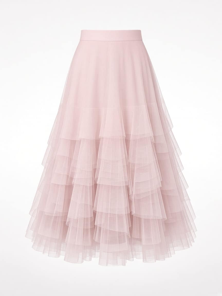 Tulle Layer Midi Skirt