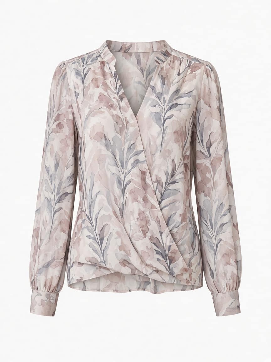 Printed Wrap Blouse